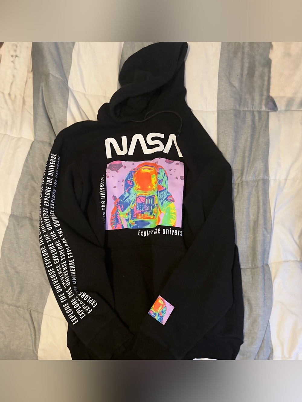 NASA Black Neon Astronaut Graphic Hoodie
